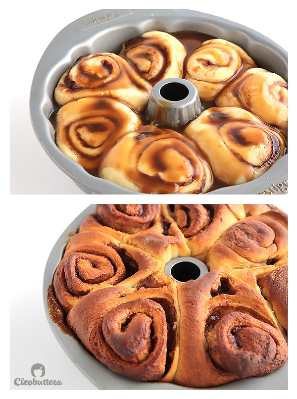 Cinnamon Roll Monkey Bread - A delectable merge of two classics. Soft and feathery cinnamon rolls baked on a bed of caramel sauce in a bundt pan, a la monkey bread style.