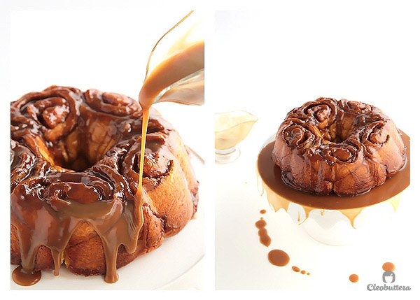 Cinnamon Roll Monkey Bread - A delectable merge of two classics. Soft and feathery cinnamon rolls baked on a bed of caramel sauce in a bundt pan, a la monkey bread style.