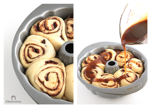 Cinnamon Roll Monkey Bread - A delectable merge of two classics. Soft and feathery cinnamon rolls baked on a bed of caramel sauce in a bundt pan, a la monkey bread style.