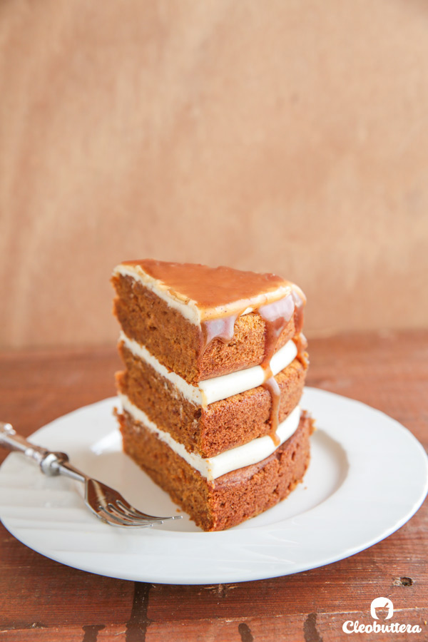 The Ultimate Pumpkin Layer Cake - Brown butter in both the cake & cream cheese frosting and a drizzle of cinnamon caramel, take the fall favorite to another level with caramel & spice undertones in every bite.