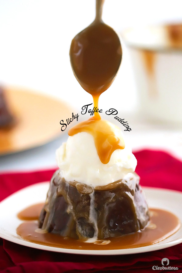 Sticky Toffee Pudding...Warm date laced cake soaked and drizzled with a luxurious toffee sauce. Amazing with vanilla ice cream!