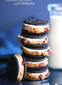 Chocolate Chip Cookie stuffed Oreos...The all-time favorite chocolate chip cookie, baked inside milk's favorite cookie! The Double Stuf baby!