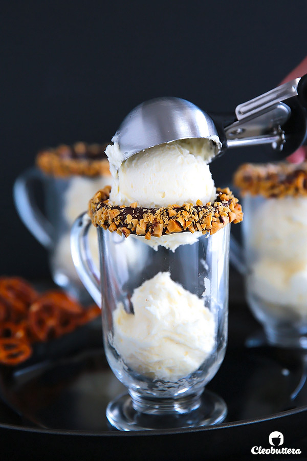 Peanut Butter Hot Chocolate Float...Thick hot chocolate that tastes just like a peanut butter cup poured over vanilla ice cream.