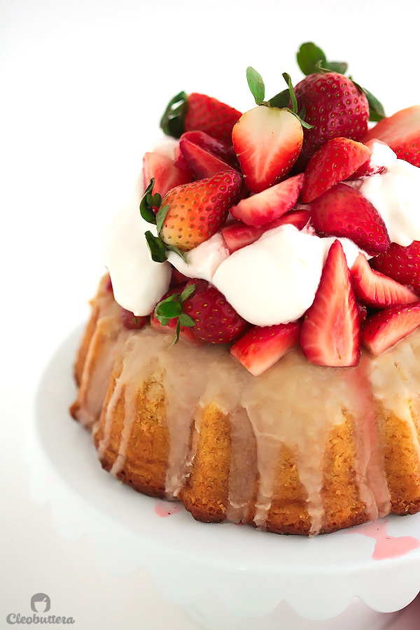 Vanilla Bean Bundt Cake (with macerated strawberries) ...The moistest, most tender and flavourful vanilla bundt you will ever meet!