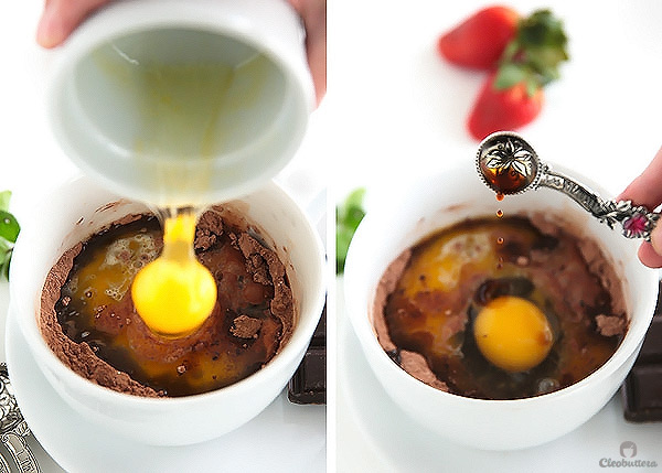 Molten Chocolate Mug Cake {Takes 5 minutes from start to finish! With a moist, cakey outside and a gooey, saucy inside, YOU WILL NOT BELIEVE THIS IS MADE IN THE MICROWAVE!}