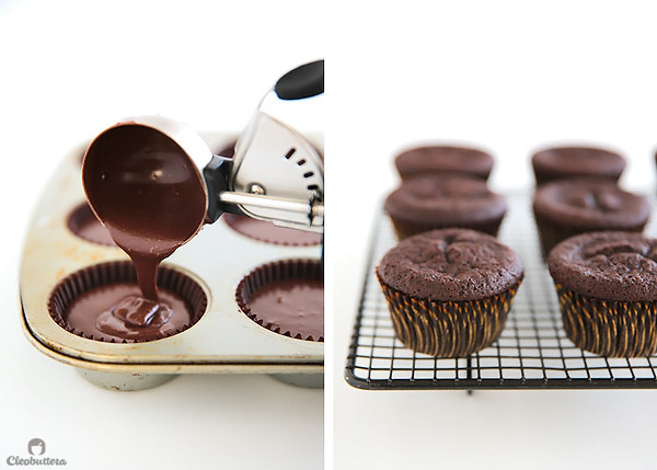 Nutella Lava Cupcakes {Exploding with Nutella flavor! These tender chocolate cupcakes have a Nutella sauce lava center and topped with the Nutella-iest frosting you will ever meet, that does NOT having a speck of powdered sugar}