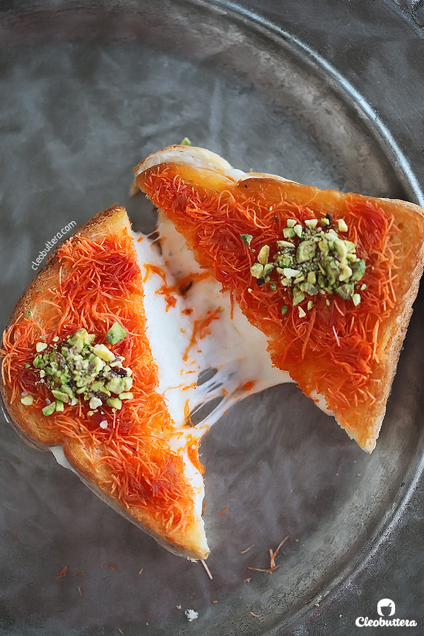 Kanafeh Grilled Cheese Sandwich {If you love cheese kanafeh, you're gonna go nuts over this sandwich version of it!}