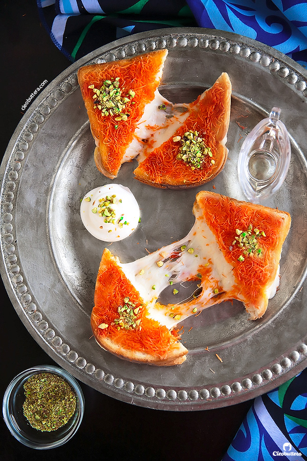 Kanafeh Grilled Cheese Sandwich {If you love cheese kanafeh, you're gonna go nuts over this sandwich version of it!}