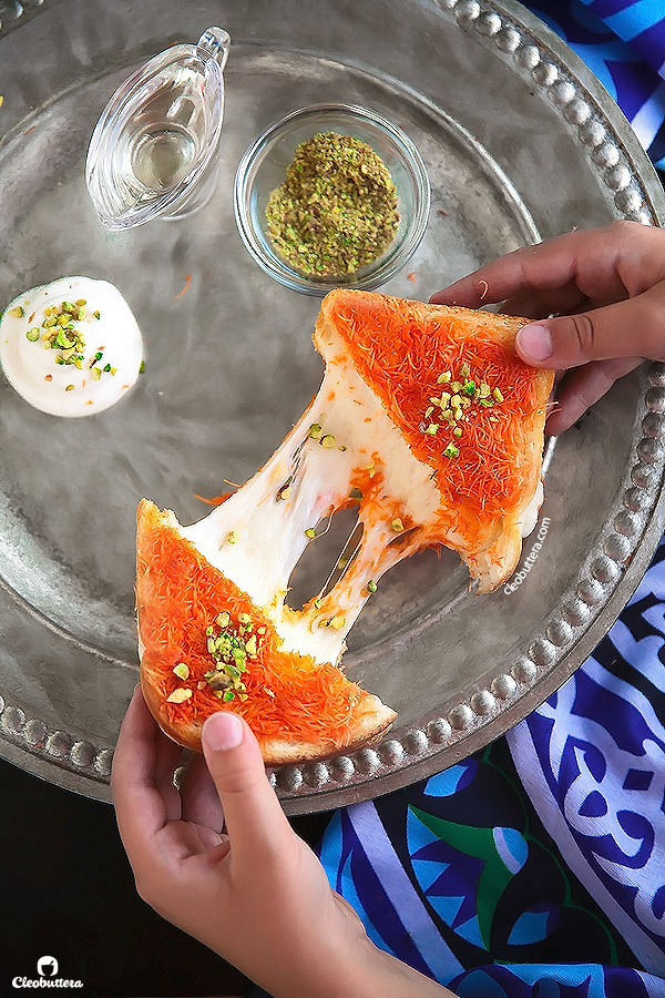 Kanafeh Grilled Cheese Sandwich {If you love cheese kanafeh, you're gonna go nuts over this sandwich version of it!}