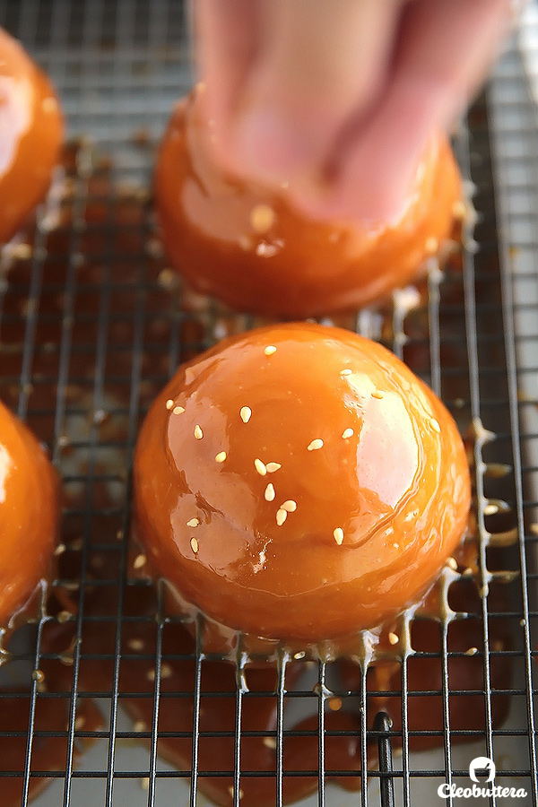 Caramel Buns Ice Cream Burger {Sweet buns of vanilla bean cake filled and glazed with caramel sauce, and a patty of chocolate/nut covered vanilla ice cream. Dessert burger heaven I tell 'ya!} 