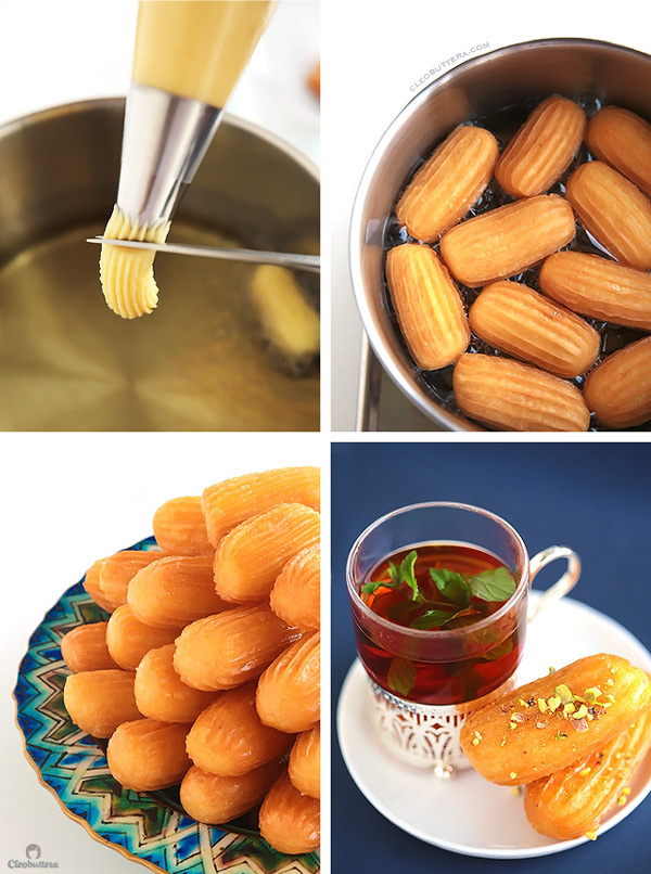 Grandma's Balah El Sham {Middle Eastern fluted fritters. This syrup soaked, churro-like pastry is crunchy on the outside and irresistibly squishy soft and fluffy on the inside.