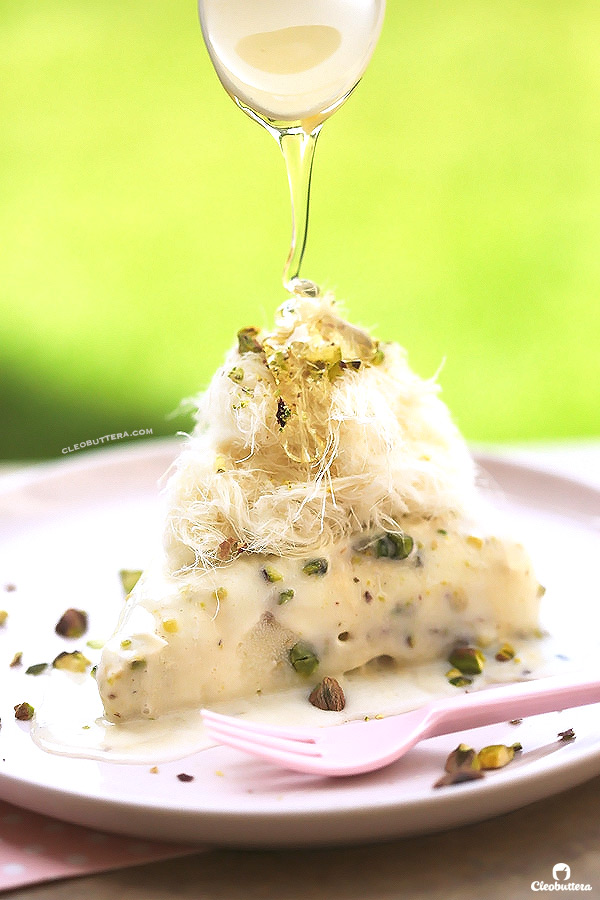 Ghazal Beirut Ice Cream Cake (Elastic mastic ice cream cake topped with Arabic cotton candy and pistachios. A 2-ingredient recipe!)