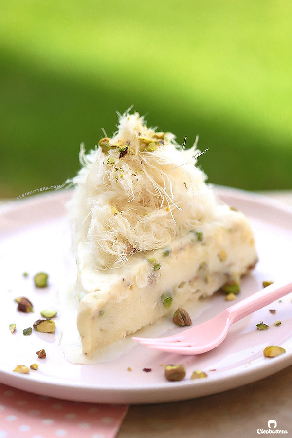 Ghazal Beirut Ice Cream Cake (Elastic mastic ice cream cake topped with Arabic cotton candy and pistachios. A 2-ingredient recipe!)