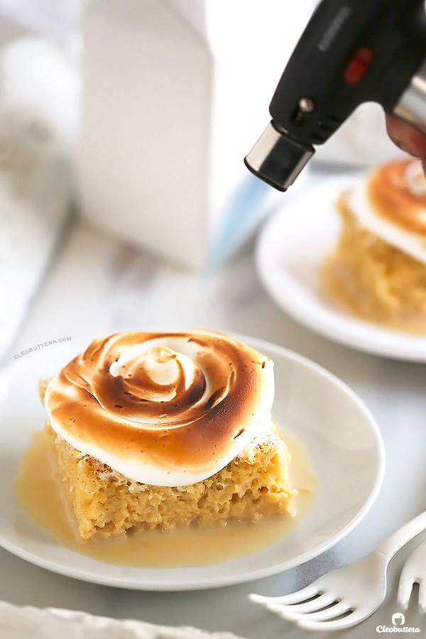 Tres Leches Cake with Toasted Marshmallow Frosting