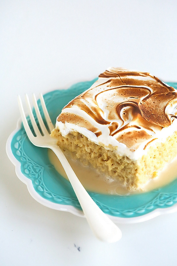 Tres Leches Cake with Toasted Marshmallow Frosting