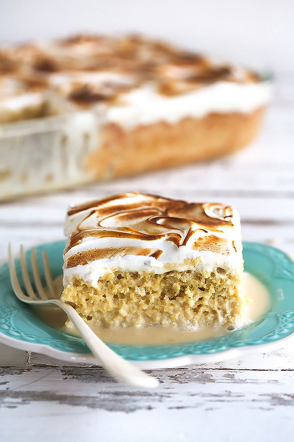 Tres Leches Cake with Toasted Marshmallow Frosting