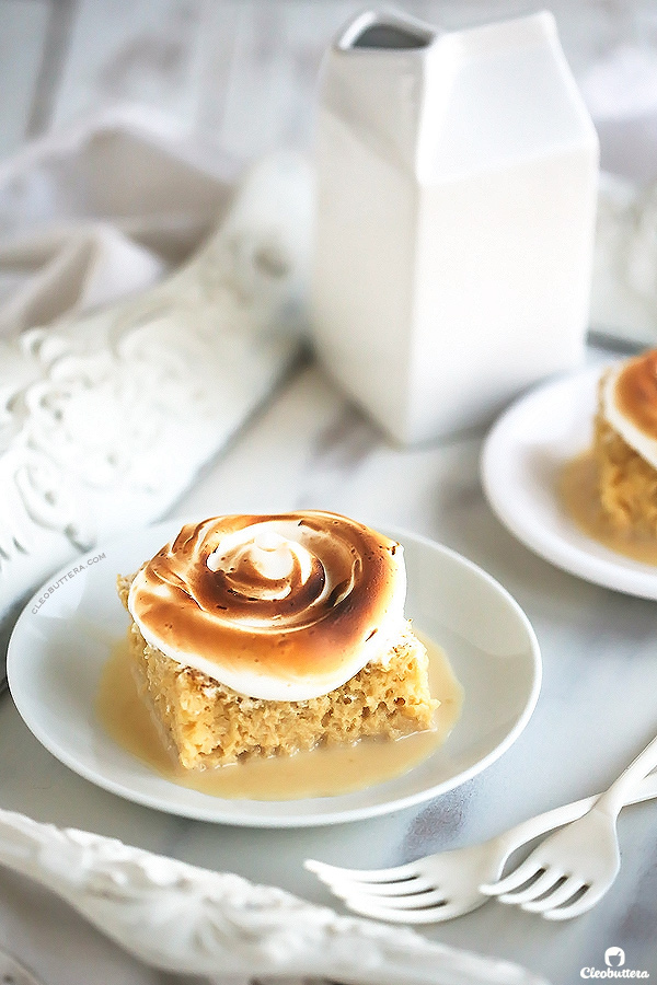 Tres Leches Cake with Toasted Marshmallow Frosting