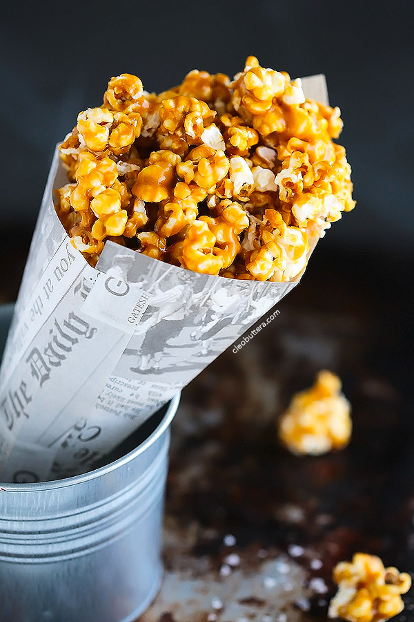 No Bake Salted Caramel Popcorn {Sweet, salty...All of the crunch...non of the long baking and continuous stirring}