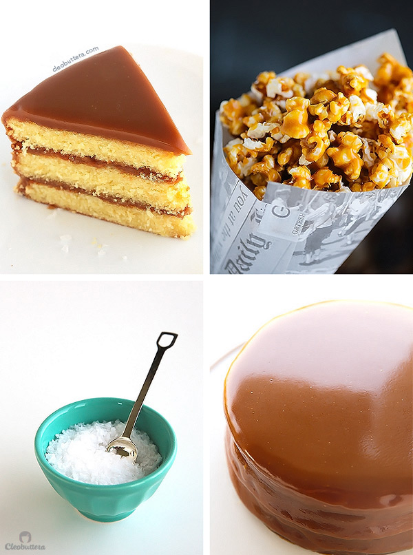 The best yellow cake you've ever had, filled and covered with the creamiest, southern-style caramel icing, sprinkled with sea salt and optional salted caramel popcorn!