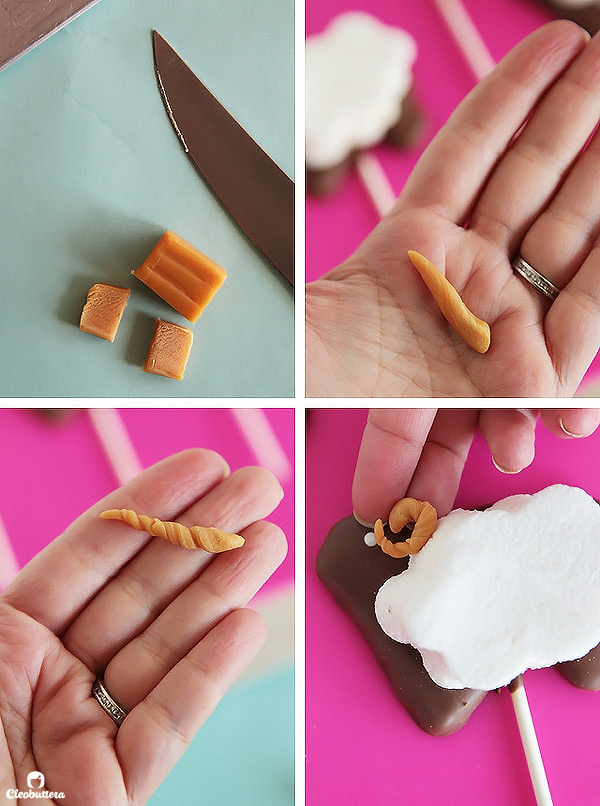 S'mores just got a little cuter! Squishy soft homemade marshmallow on top of a sheep-shaped, chocolate dipped, homemade graham cracker mounted on a stick. Perfect for holidays and special occasions!