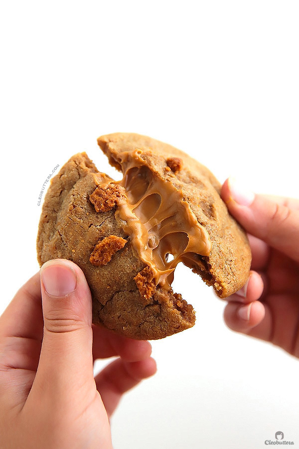 These are a cookie butter lover dream come true! Packed with Biscoff flavor from ground Biscoff that goes straight into the dough and a scoop of Biscoff spread that gets stuffed inside. Insane!