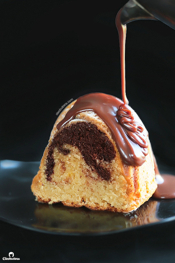 Simply a PERFECT recipe for this all-time classic! Super-moist with a tender crumb. The vanilla and chocolate marry beautifully in texture, yet pleasantly contrast in flavor. The vanilla portion is buttery and vanilla-y, while the chocolate is pretty chocolatey without tasting bitter.