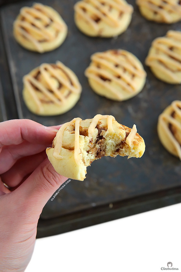 Cinnamon rolls in a soft sugar cookie form, with a kiss of browned butter. SO GOOD!