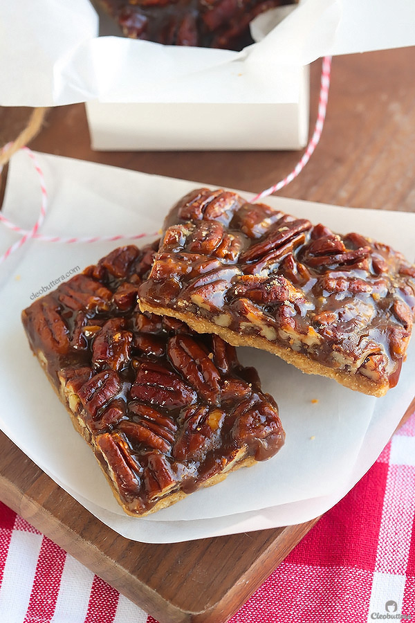 You won’t be able to stop eating these! They are so EASY to make and too dangerous to have around. BEST EVER pecan bars!