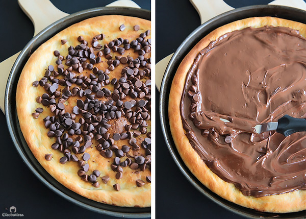 A dessert pizza on peanut butter steroids! Soft pizza crust, melted chocolate, chopped Reese's, salted peanuts and a peanut butter drizzle. YUM!