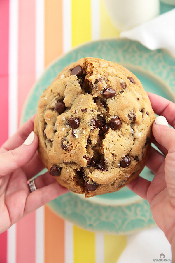 Recipe for 1 giant thick and chewy chocolate chip cookie! Perfect for those moments when all you need is a cookie, but too lazy to make an entire batch. (Can also make 2 regular sized cookie or mini skillet cookies a la mode!)