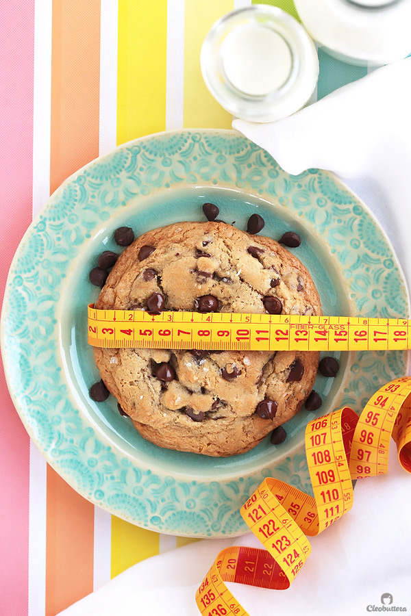 Recipe for 1 giant thick and chewy chocolate chip cookie! Perfect for those moments when all you need is a cookie, but too lazy to make an entire batch. (Can also make 2 regular sized cookie or mini skillet cookies a la mode!)