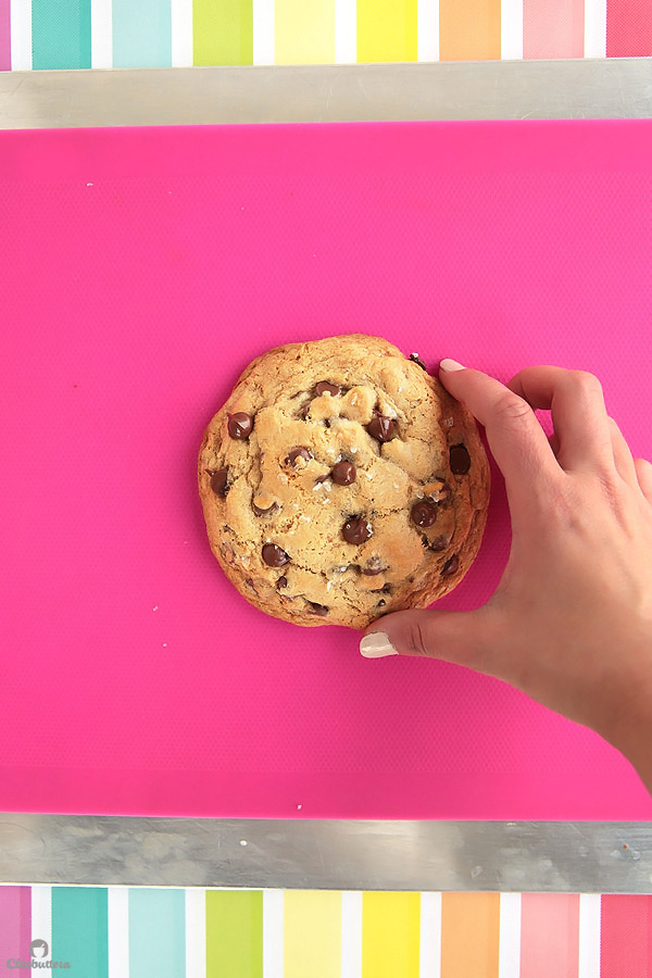 Recipe for 1 giant thick and chewy chocolate chip cookie! Perfect for those moments when all you need is a cookie, but too lazy to make an entire batch. (Can also make 2 regular sized cookie or mini skillet cookies a la mode!)