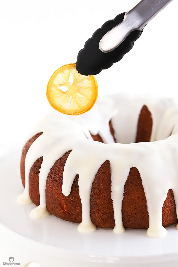 This quadruple lemon bundt cake is as lemony as it gets! A tender sour cream cake is filled with bursts of lemon zest, then brushed with lemon syrup, glazed with lemon cream cheese icing and adorned with candied lemon slices. It’s melt-in-the-mouth refreshing (Poppy seeds are more than welcome here!)