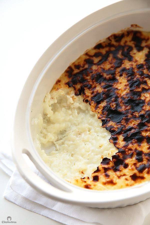 Grandma’s recipe for an incredible rice pudding! Unbelievably creamy on the inside with a pleasantly blistered, broiled top on the outside.