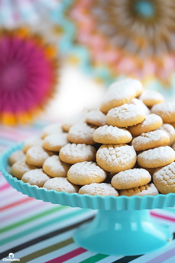 An AMAZING recipe for traditional Eid (post Ramadan Feast) cookies! These have a fabulously delicate texture that dissolves in the mouth. Filling variations included!