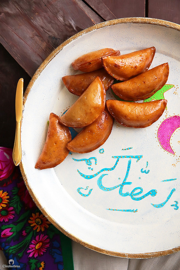 A Middle Eastern favorite, traditionally served during the month of Ramadan! Made from a type of yeasted pancakes stuffed with nuts, fried to crunchy, golden perfection, then doused in simple syrup.