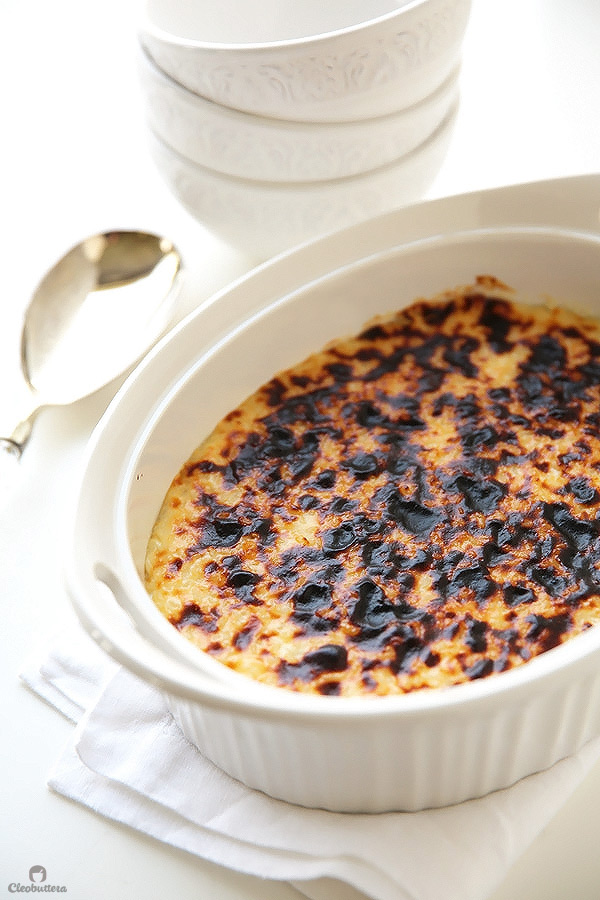 Grandma’s recipe for an incredible rice pudding! Unbelievably creamy on the inside with a pleasantly blistered, broiled top on the outside.