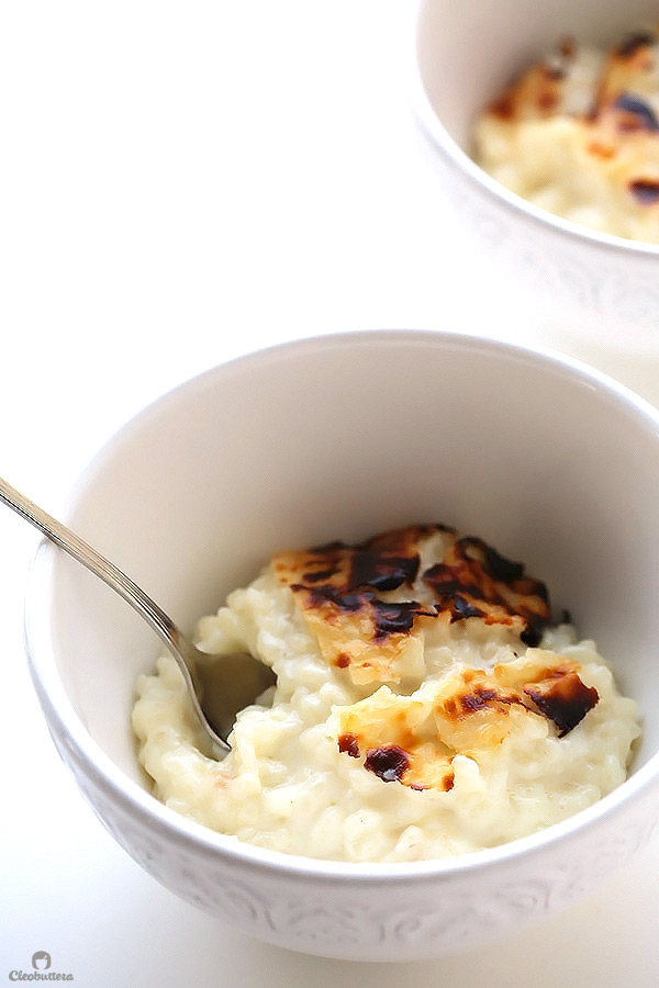 Grandma’s recipe for an incredible rice pudding! Unbelievably creamy on the inside with a pleasantly blistered, broiled top on the outside.