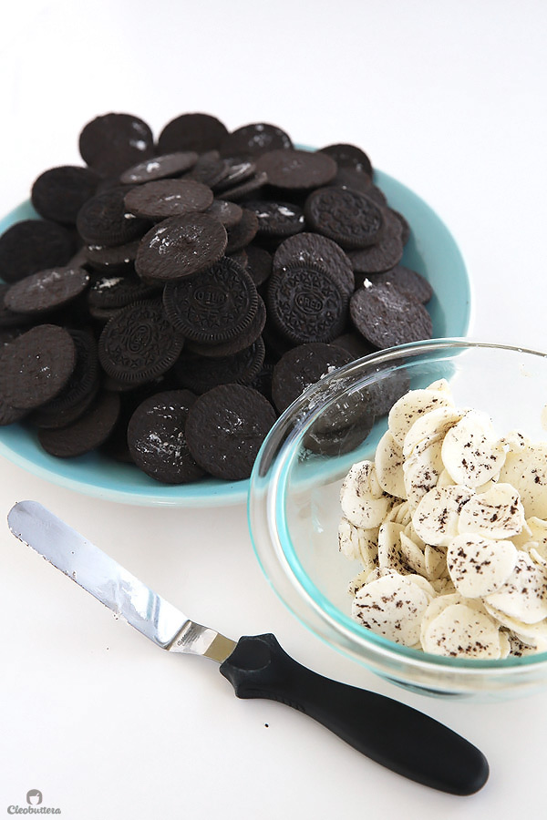 Alternating layers of Oreos and Oreo filling-flavored whipped cream make up for one incredibly EASY and delicious cake! This NO BAKE dessert, soften as it sits in the refrigerator and transforms into a cake that tastes like a cross between a giant soft Oreo and an ice cream sandwich. SO GOOD!