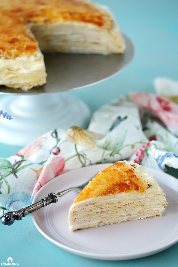 Crème Brûlée Mille Crêpe Cake | Cleobuttera