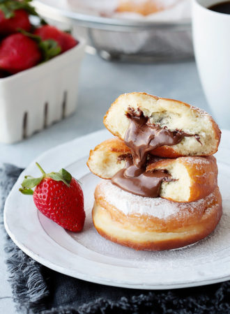 Soft and pillowy donuts, exploding with a river of Nutella.  One of the best donuts you could ever experience!