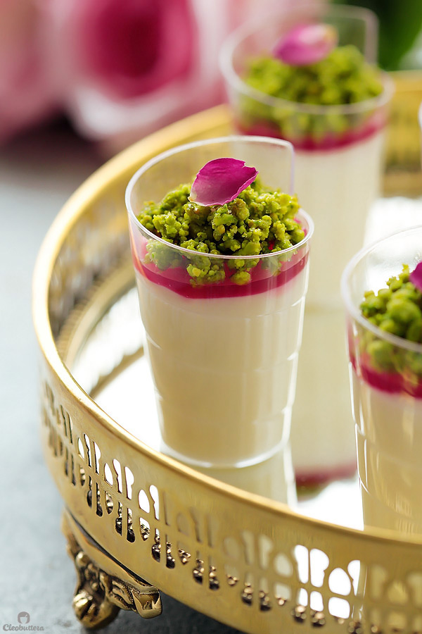 Arabic style milk pudding infused with a touch of rose and orange blossom waters, adorned with rose syrup topping and garnished with caramelized pistachios. Talk about eye candy! Plus...recipe VIDEO included!