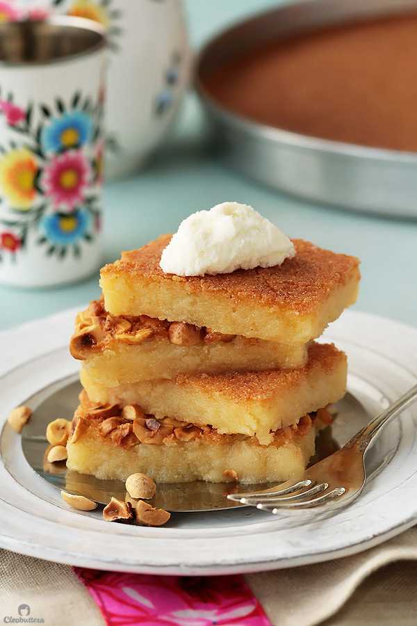 Namoura (Basbousa Semolina Cake) - Hungry Paprikas