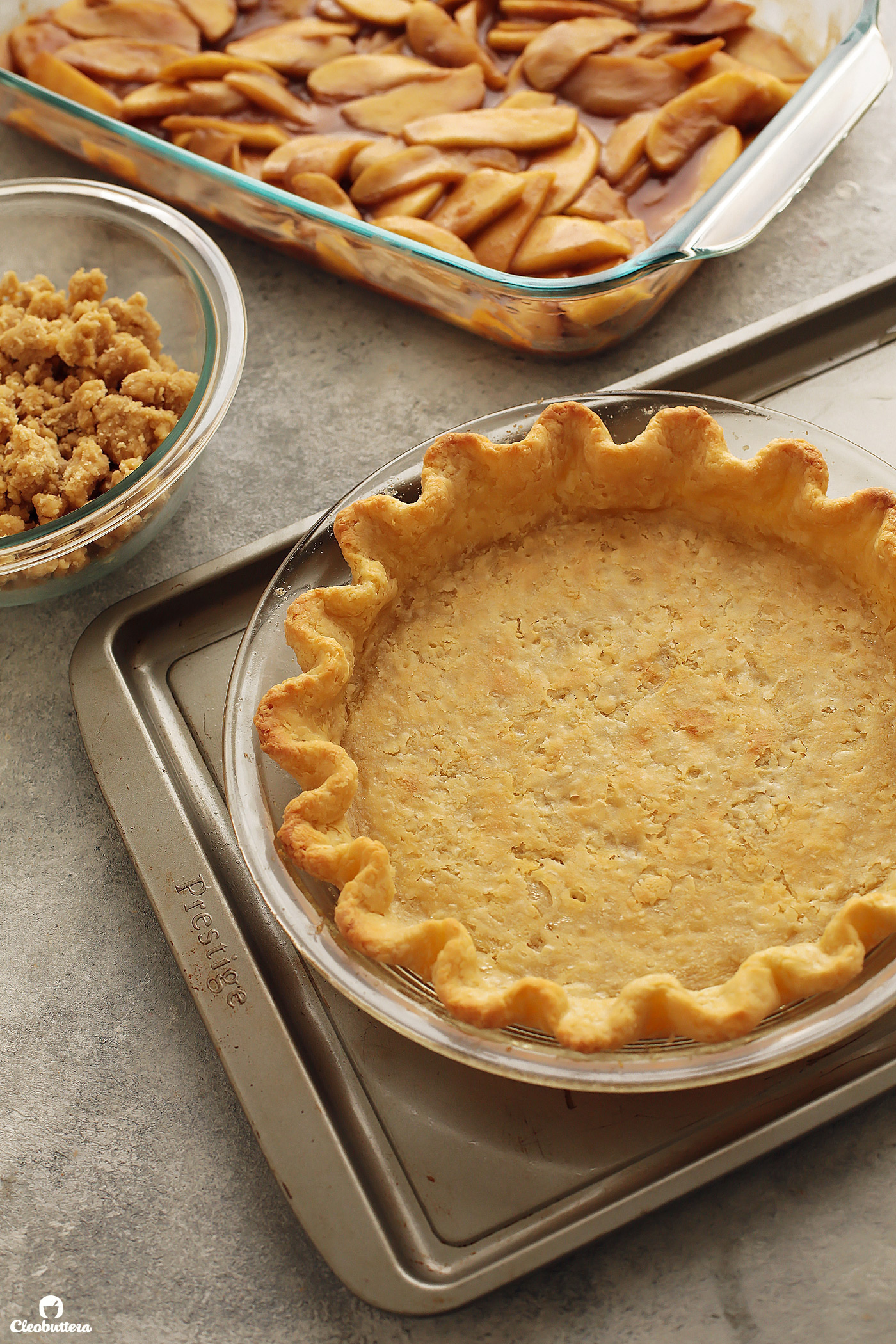 Forget everything you know about pie crust making!  This recipe uses an unconventional mixing method, to create the flakiest, most flavorful all-butter pie crust, that is a breeze to roll out, without the use of unusual ingredients.  It's a game-changer!