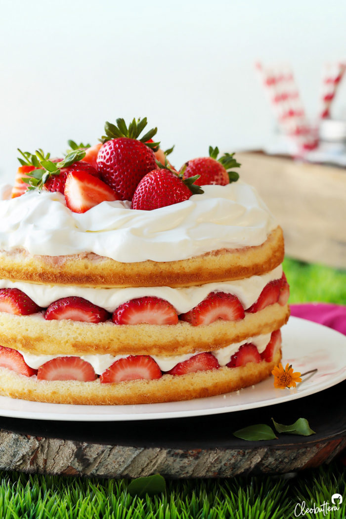 Vanilla Layer Cake with Fresh Strawberry Filling - The Seaside Baker